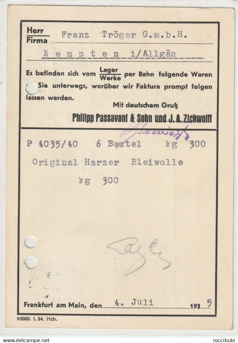 Deutsches Reich, Frankfurt (Main) Nach Kempten 1935 - Private Postwaardestukken
