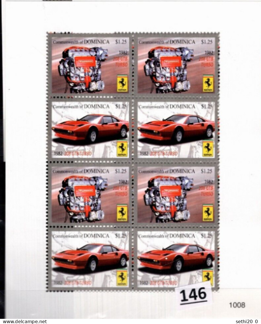 Dominique Cars Voitures Ferrari MNH - Auto's