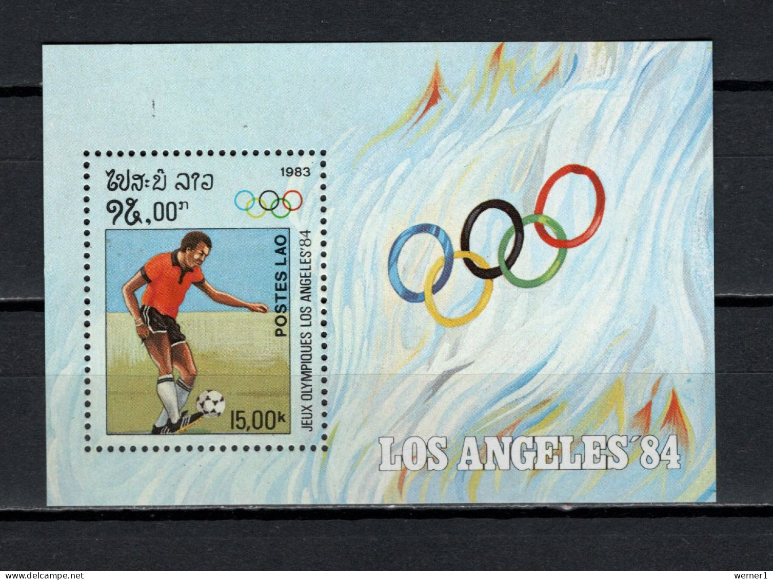 Laos 1983 Football Soccer, Olympic Games Los Angeles S/s MNH - Ongebruikt