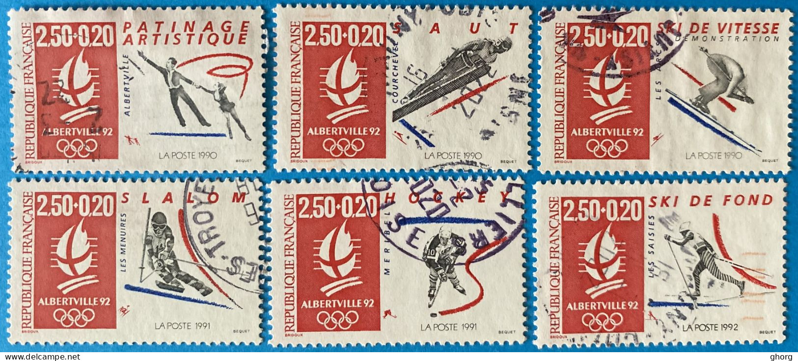 France 1992 : "Alberville 92" Jeux Olympiques D'hiver N° 2737 à 2742 Oblitéré - Usati