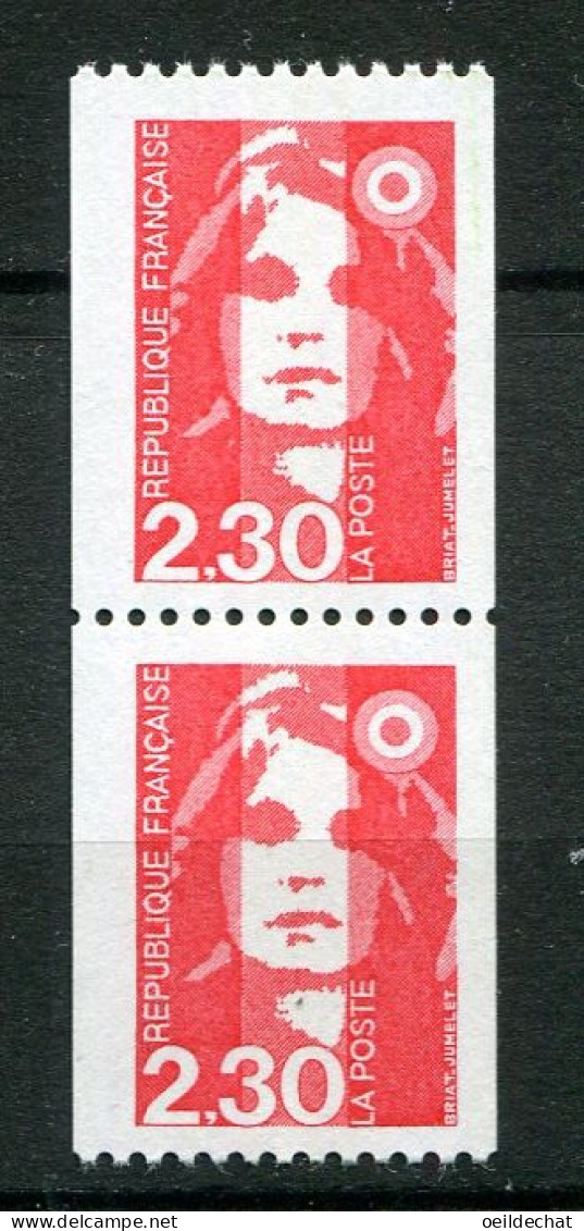 26475 FRANCE N°2628/8a** 2F30 Marianne Du Bicentenaire N°rouge 100 En Paire  1990  TB - Coil Stamps