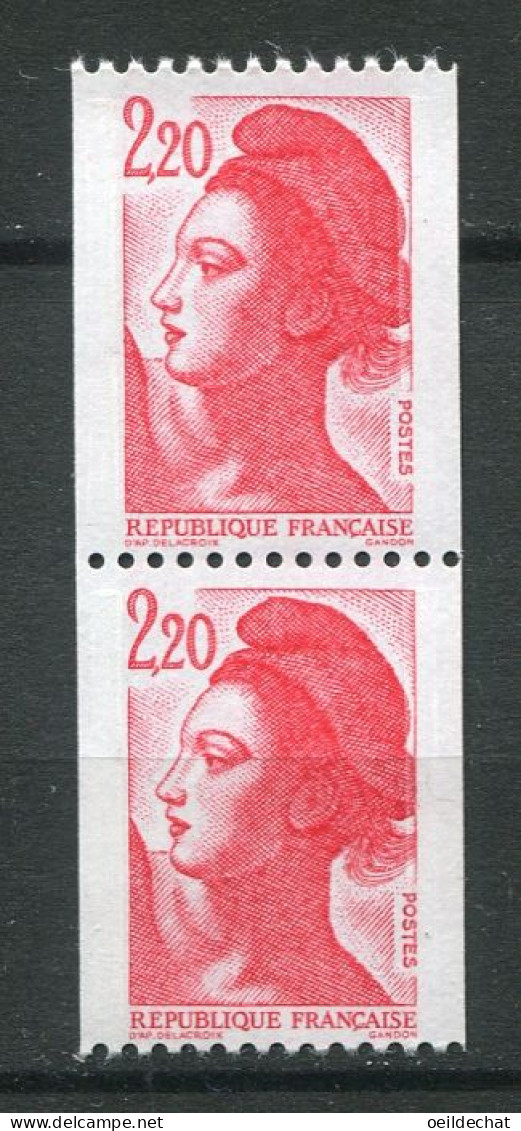 26472 FRANCE N°2379/9a** 2F20 Rouge Liberté N° Rouge (a) 290 En Paire 1985  TB - Coil Stamps