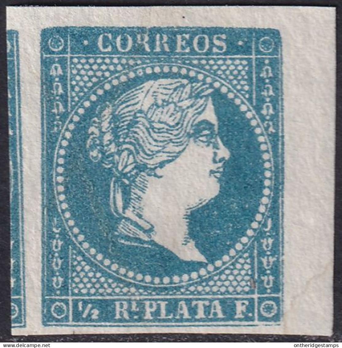 Cuba 1857 Sc 12 Antillas Ed 7 MNG(*) Margin Single - Cuba (1874-1898)