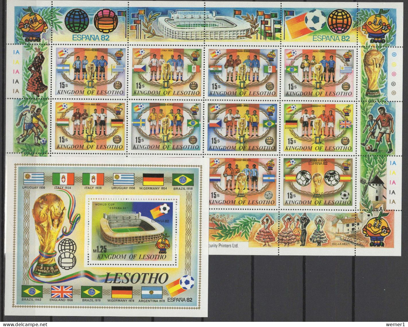 Lesotho 1982 Football Soccer World Cup Sheetlet + S/s MNH - 1982 – Spain