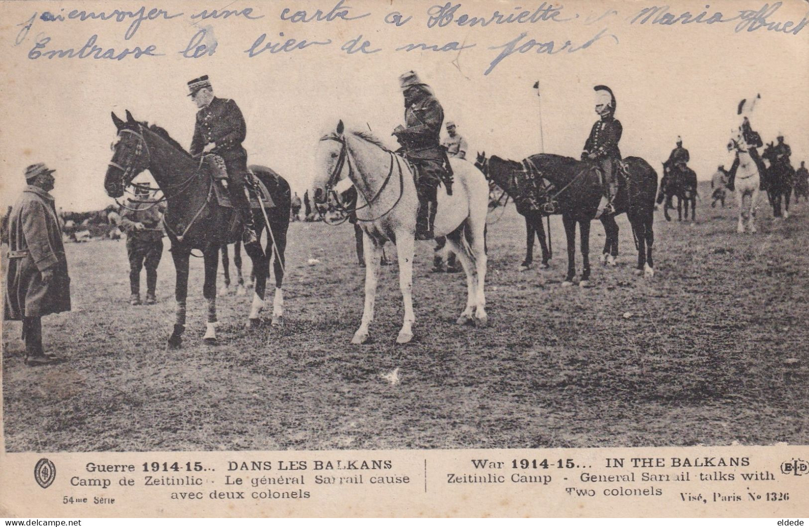 Balkans Guerre 1914 Camp Zeitinlic General Sarrail Né Carcassonne Et 2 Colonels  ELD - Autres & Non Classés