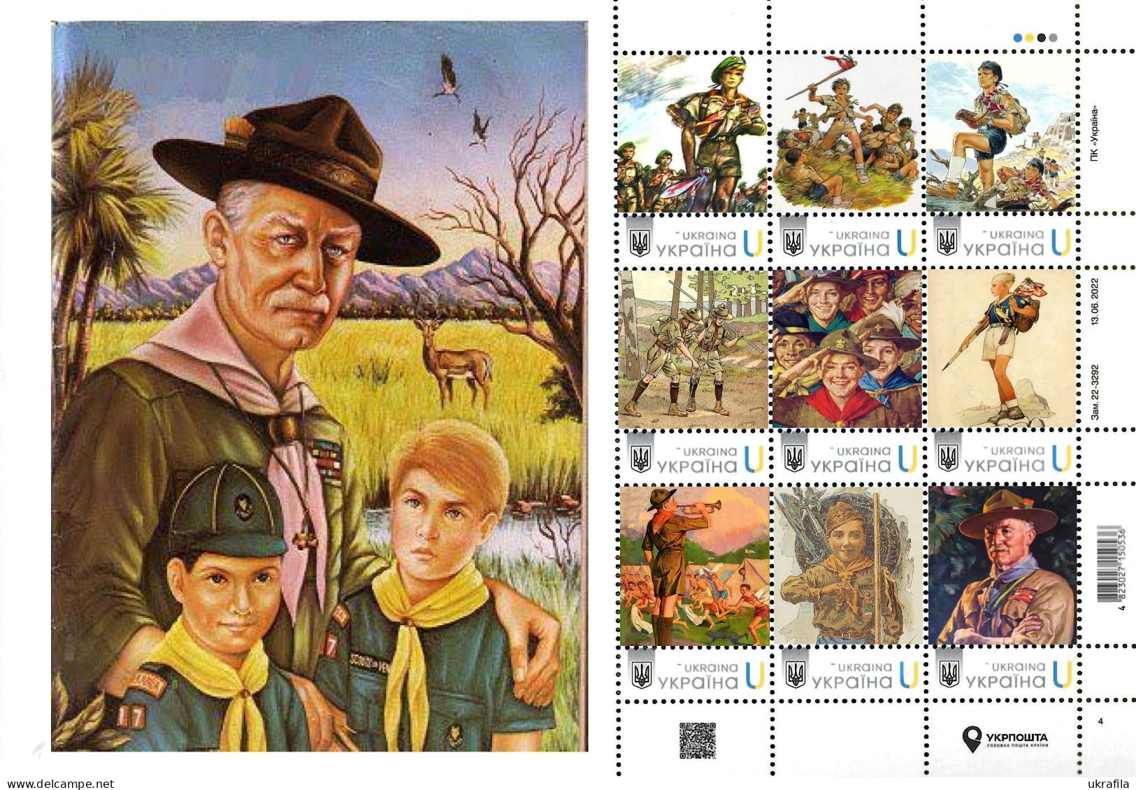 Ukraine 2024, Scouting, Robert Baden-Powell, Sheetlet Of 9v - Ukraine
