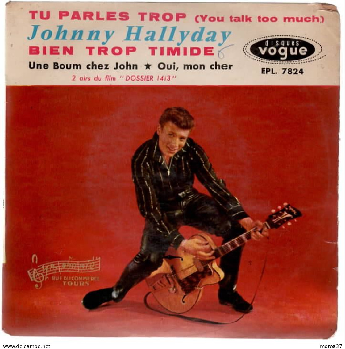 JOHNNY HALLYDAY   Tu Parles Trop    DISQUES VOGUE   EPL 7824 - Otros - Canción Francesa