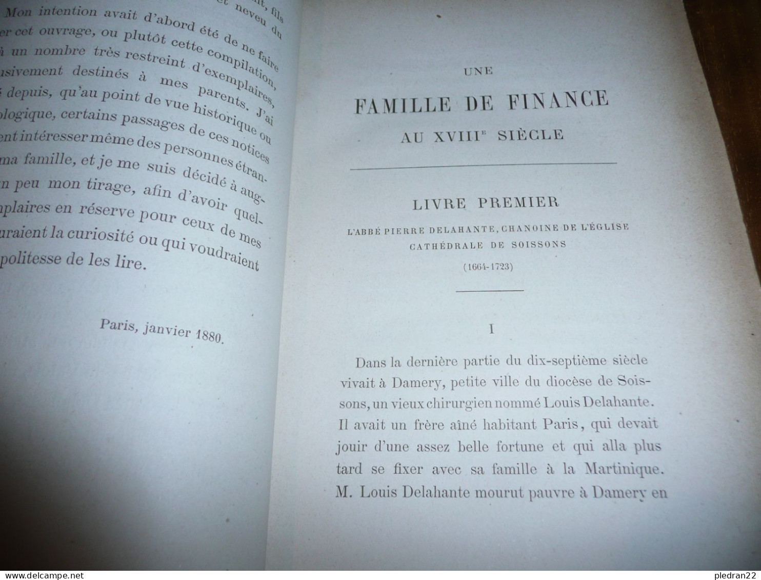 ADRIEN DELAHANTE UNE FAMILLE DE FINANCE AU XVIIIè SIECLE BANQUE BANQUIER BNP CHEMINS DE FER TOME PREMIER HETZEL 1880 - Economia