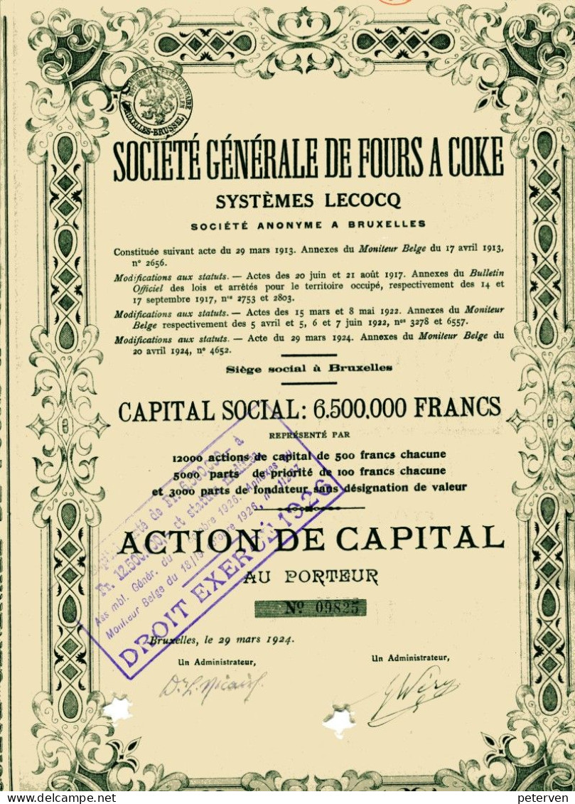 Société Générale De FOURS à COKE - Systèmes Lecocq - Miniere