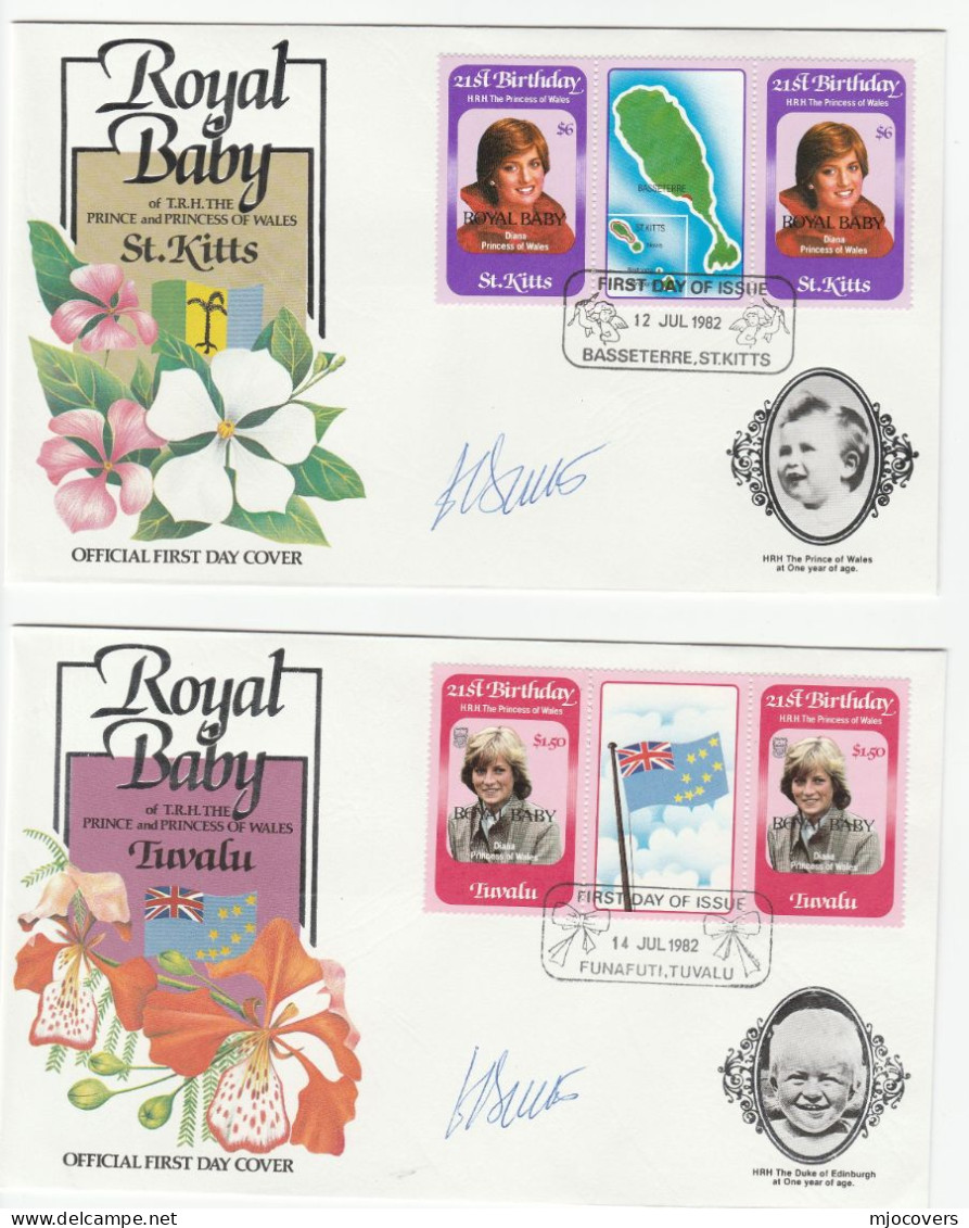 Collection Of 8 SIGNED Commonwealth FDCs Royal Baby 1992 Princess Diana Royalty Stamps  Cover Fdc - Verzamelingen (zonder Album)