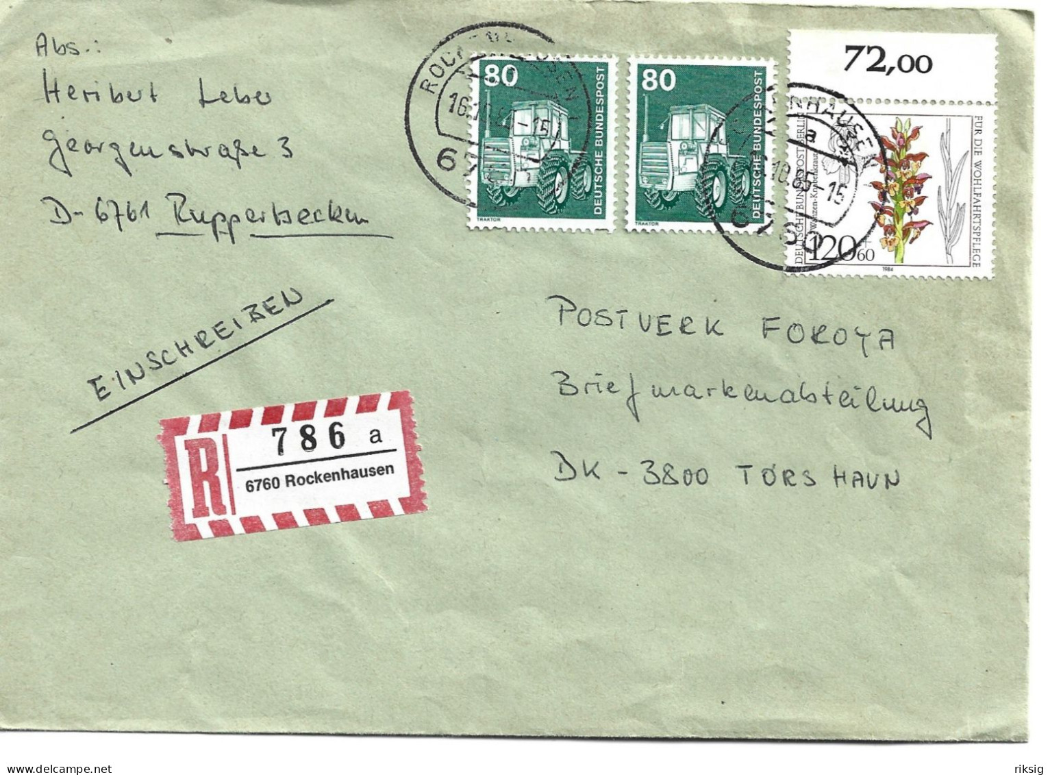 Germany - Registered Cover. Sent To Faroe Islands 1985.  H-2225 - Storia Postale