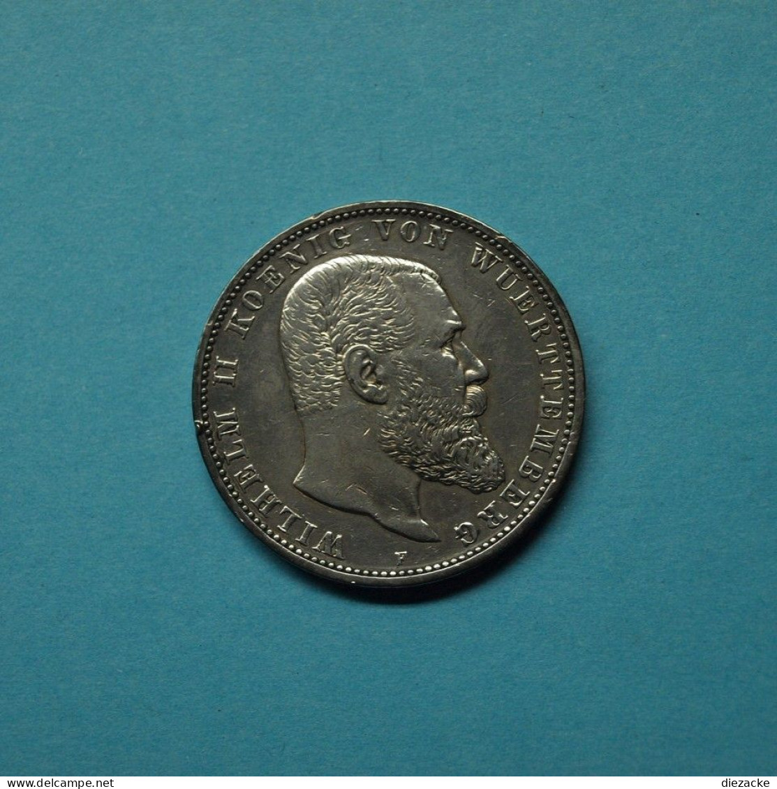 Württemberg 1907 5 Mark Wilhelm II. (Kof16/5 - 2, 3 & 5 Mark Silver