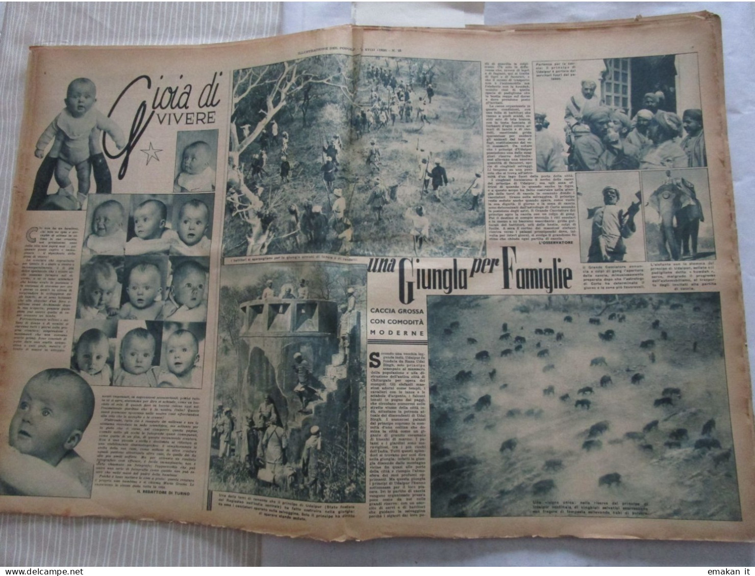 # ILLUSTRAZIONE DEL POPOLO N 15 /1938 GUERRA DI SPAGNA / SERINA(BG) / UDAIPUR - Premières éditions