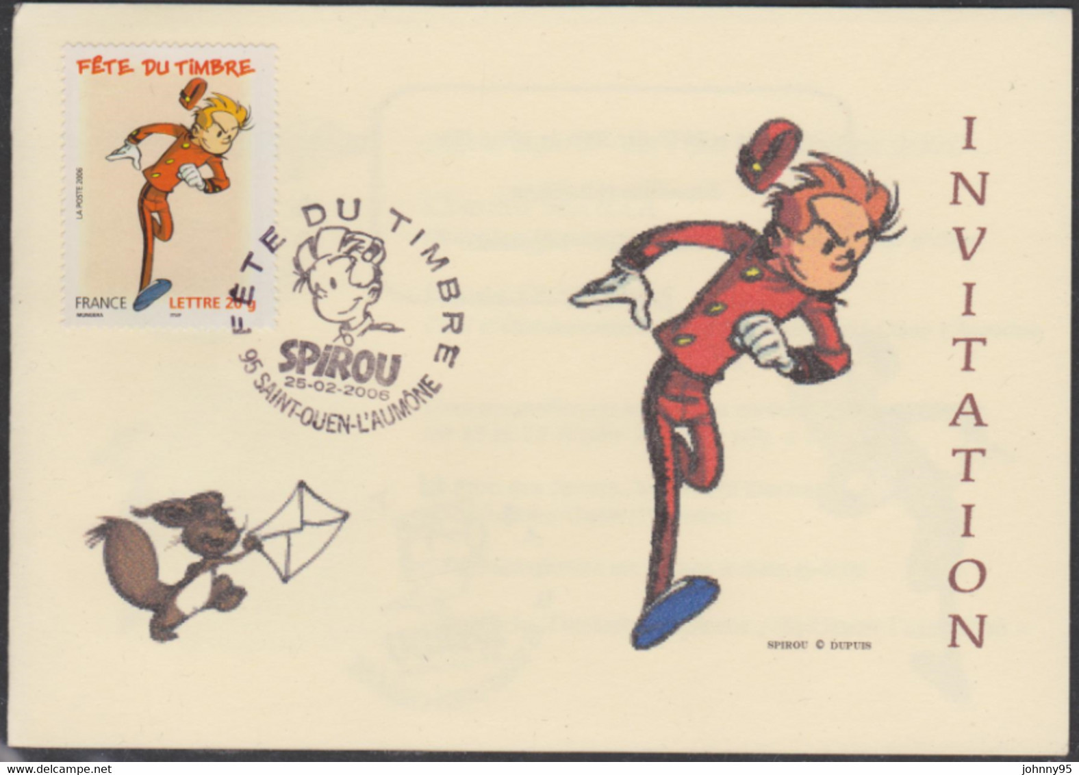 Année 2006 - N° 3877 Et 3879 - Fête Du Timbre 2006 - Spirou - Carte D'invitation 1er Jour - Saint-Ouen L'Aumône (95) - 2000-2009