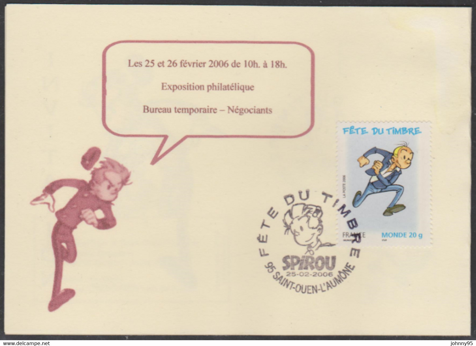 Année 2006 - N° 3877 Et 3879 - Fête Du Timbre 2006 - Spirou - Carte D'invitation 1er Jour - Saint-Ouen L'Aumône (95) - 2000-2009