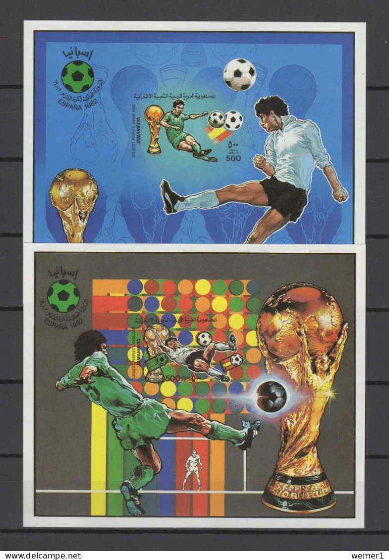Libya 1982 Football Soccer World Cup Set Of 2 S/s Imperf. MNH -scarce- - 1982 – Spain