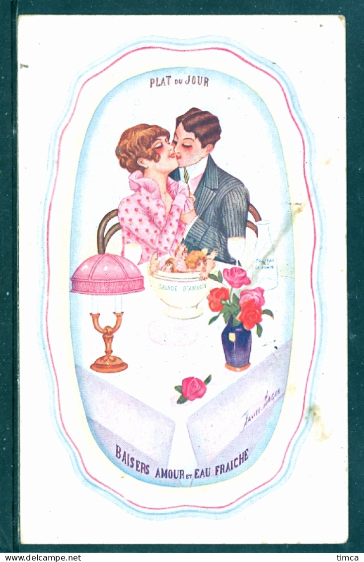 19134 X. Sager - Plat Du Jour - Baisers Amour Et Eau Fraîche - Amoureux Avec Une Salade D'amour Et Un Château Lapompe - Sager, Xavier