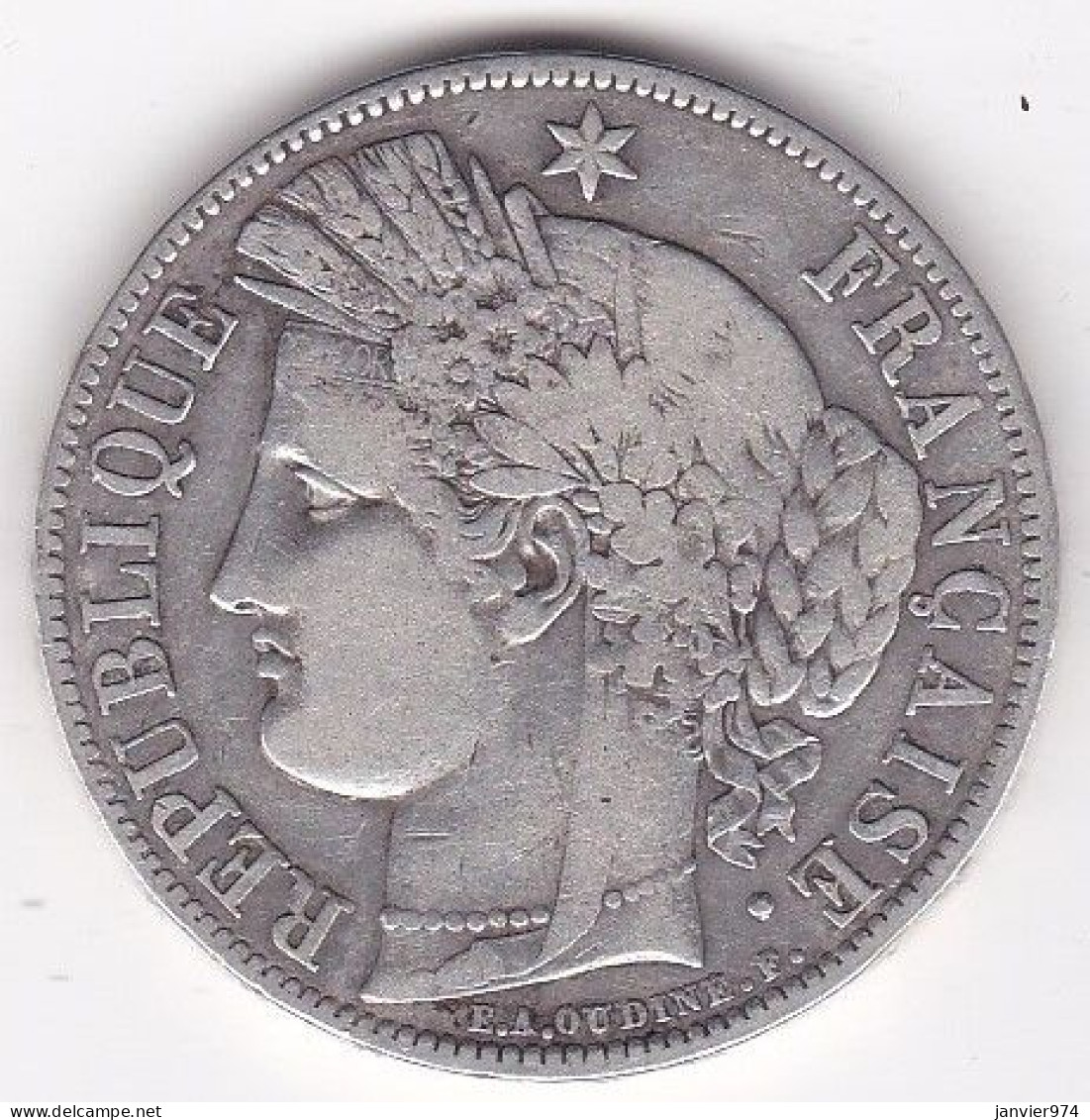 5 Francs Cérès 1850 K Bordeaux , En Argent,  Rare , Gad# 719 - 5 Francs