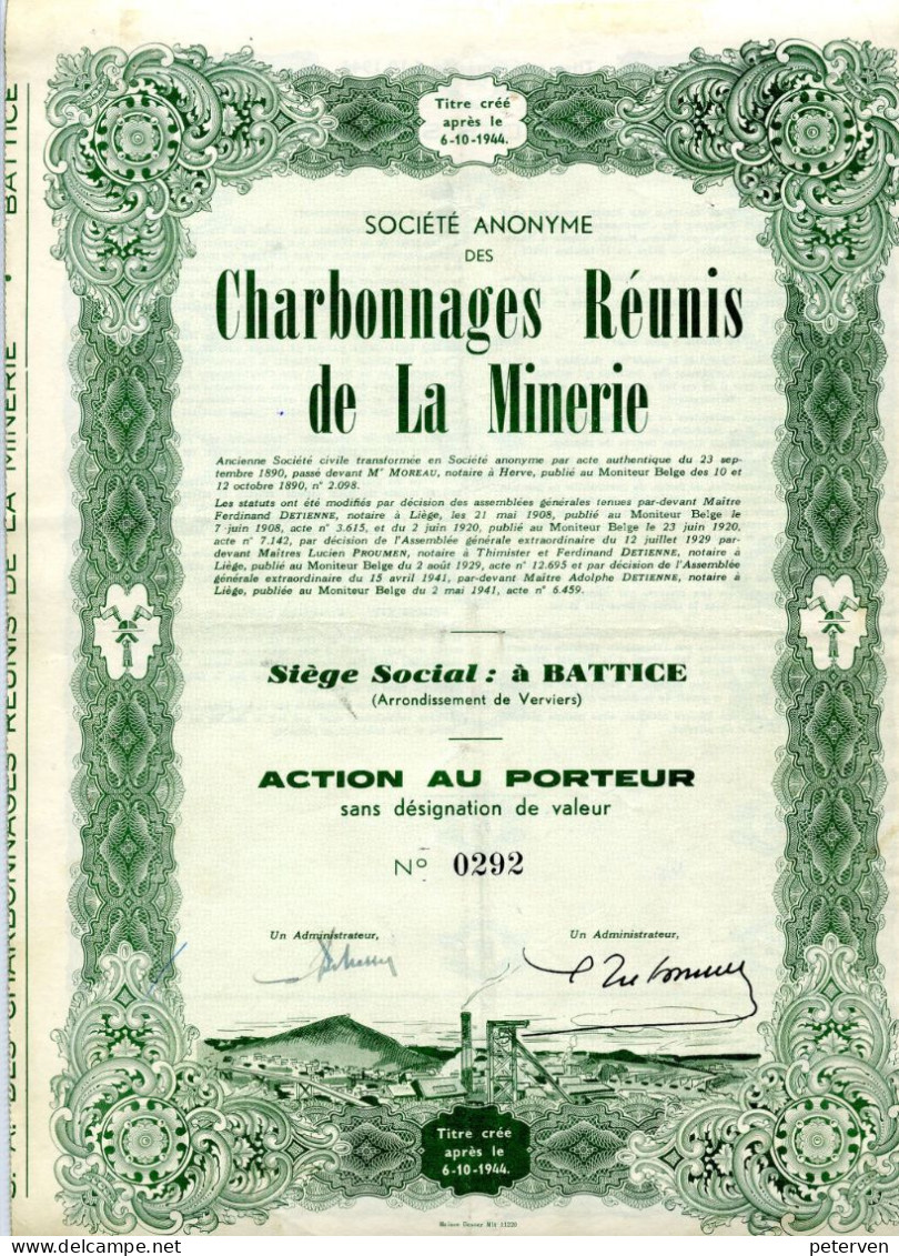 CHARBONNAGES RÉUNIS De La MINERIE - Mines
