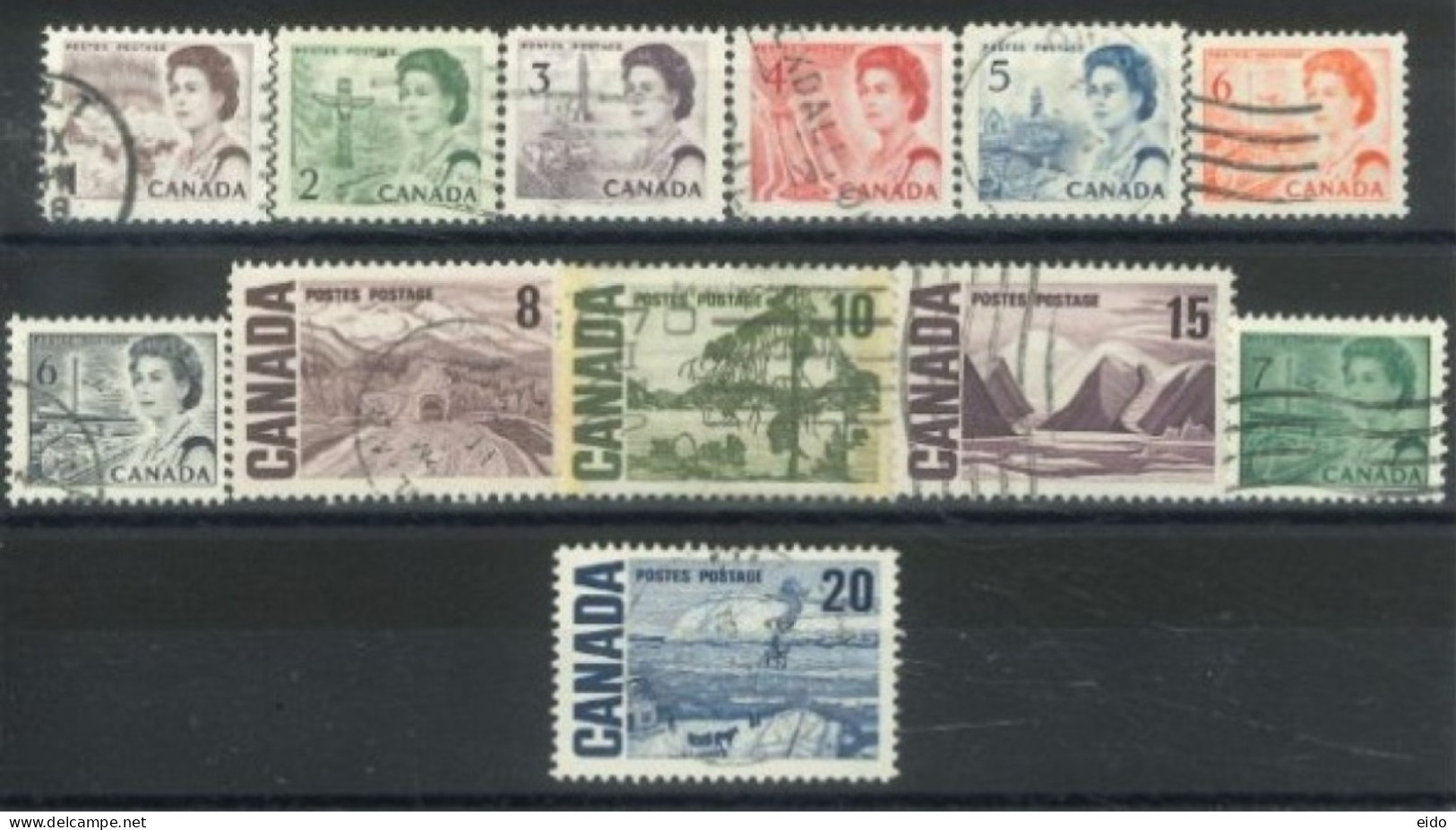 CANADA - 1967, QUEEN ELIZABETH II STAMPS SET OF 12, USED. - Used Stamps