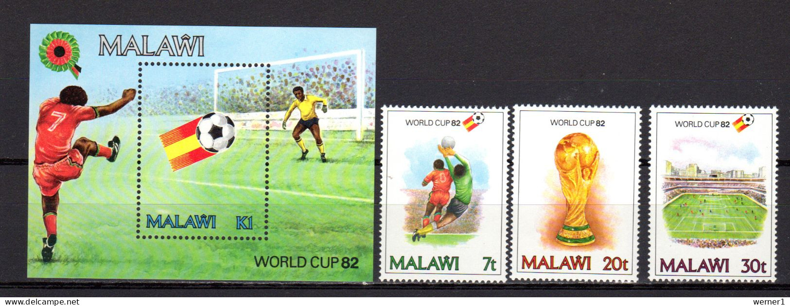 Malawi 1982 Football Soccer World Cup Set Of 3 + S/s MNH - 1982 – Espagne