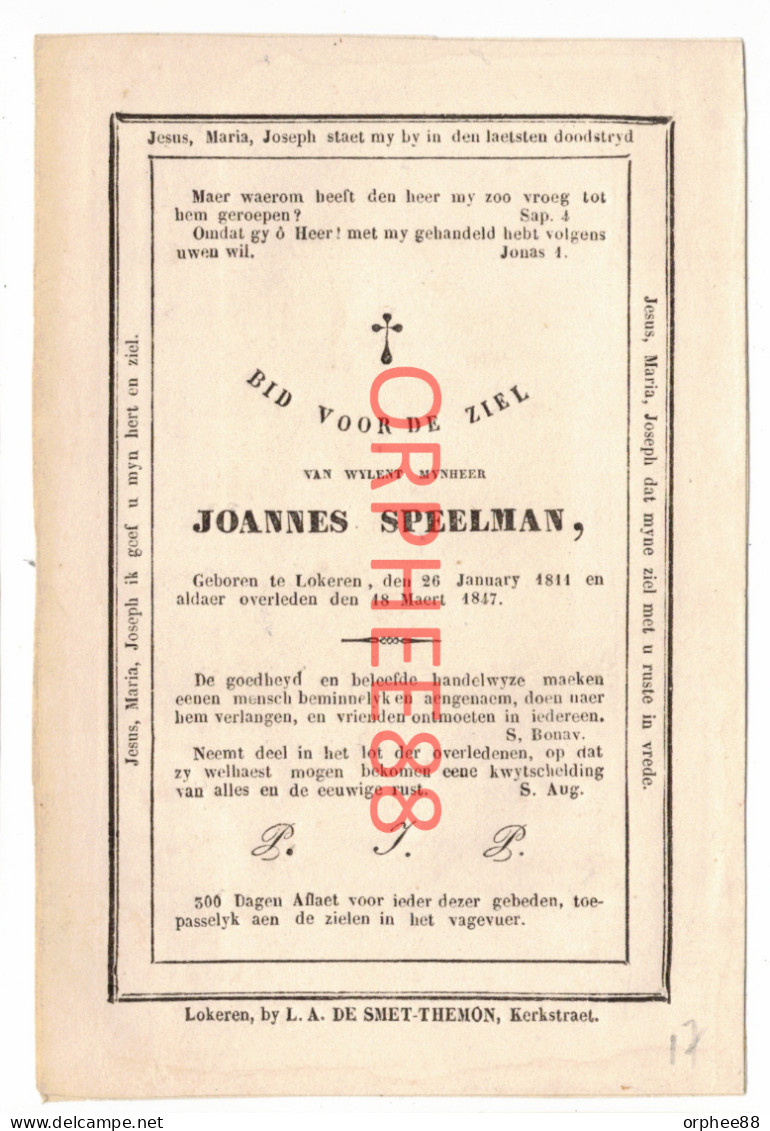Speelman Joannes Lokeren 1811-1847 - Obituary Notices