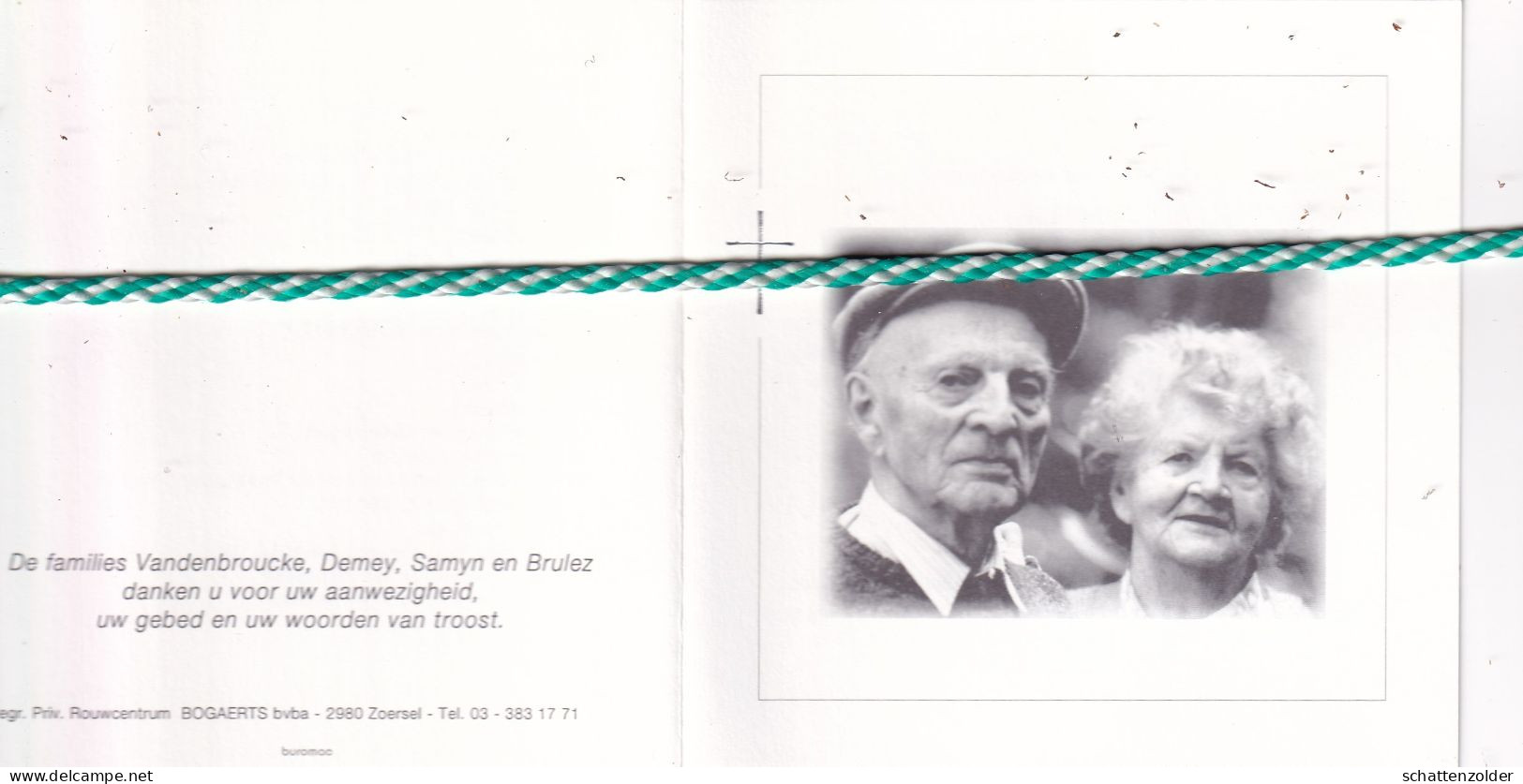 Georges Vandenbroucke (Moorslede,1912) En Lia Demey (Rumbeke,1908); Foto - Obituary Notices