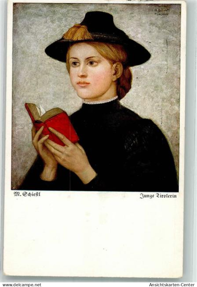 39790407 - Junge Tirolerin Portraet Buch Lesen - Schiestl, Matthäus