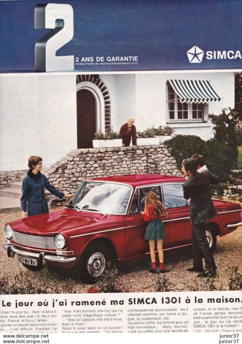 5 Feuillets De Magazine Simca 1301,1300-1500 Break, 1301 Spécial 1973, 1501 Spécial 1968 - Auto's