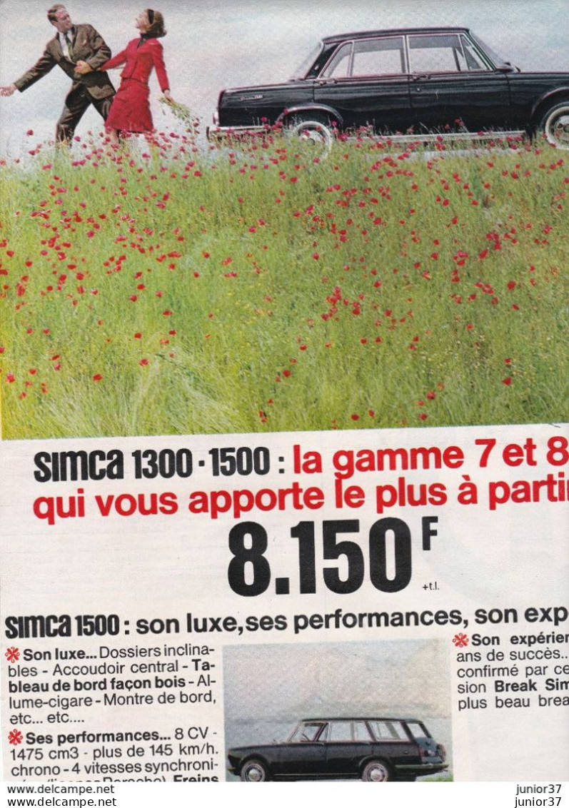 5 Feuillets De Magazine Simca 1301,1300-1500 Break, 1301 Spécial 1973, 1501 Spécial 1968 - Voitures