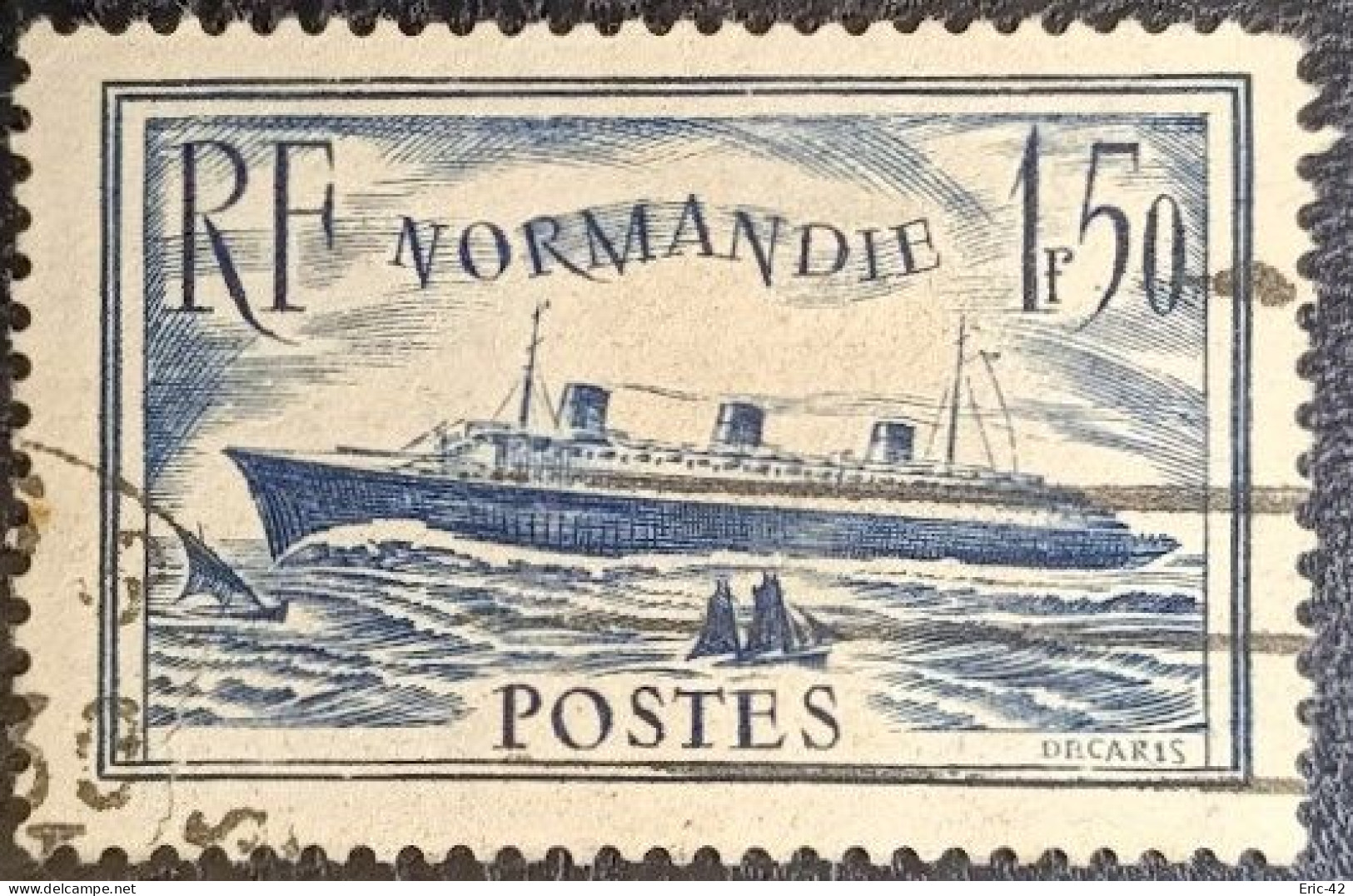 France Y&T N° 299 Paquebot Normandie. 1,50 Fr. Bleu. Cachet De Paris. - Oblitérés