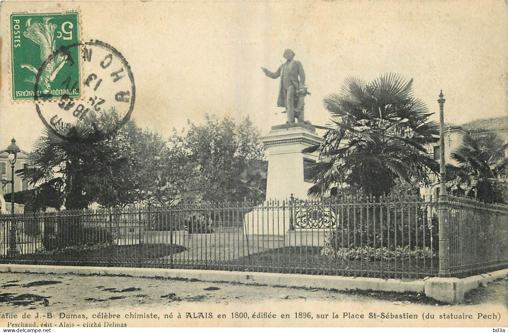 30 -  ALAIS - STATUE DE J.B. DUMAS - PLACE ST SEBASTIEN - Alès