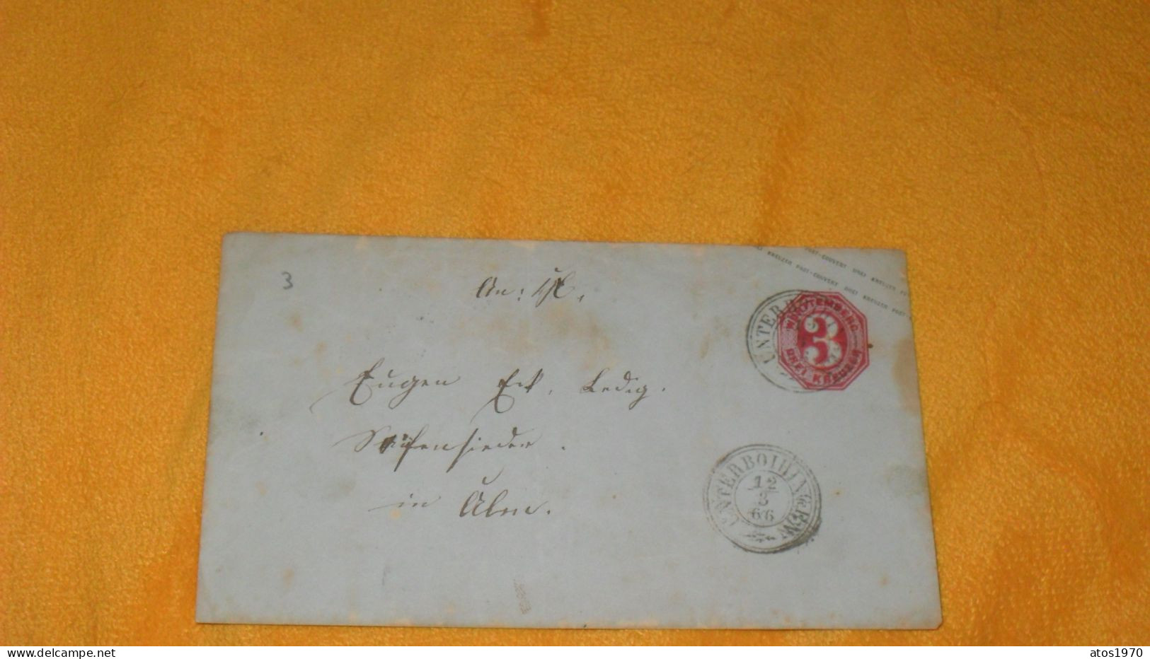 ENVELOPPE ANCIENNE DE 1866../ CACHETS UNTERBOIHINGEN + TIMBRE ENTIER WURTTEMBERG 3 KREUZER.. - Briefe U. Dokumente