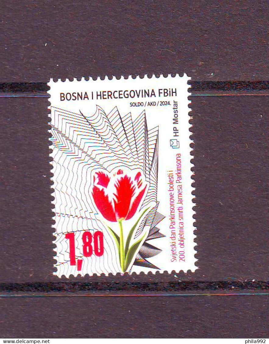 Bosnia: HP Mostar Flora - World Parkinson's Day MNH - Bosnia And Herzegovina
