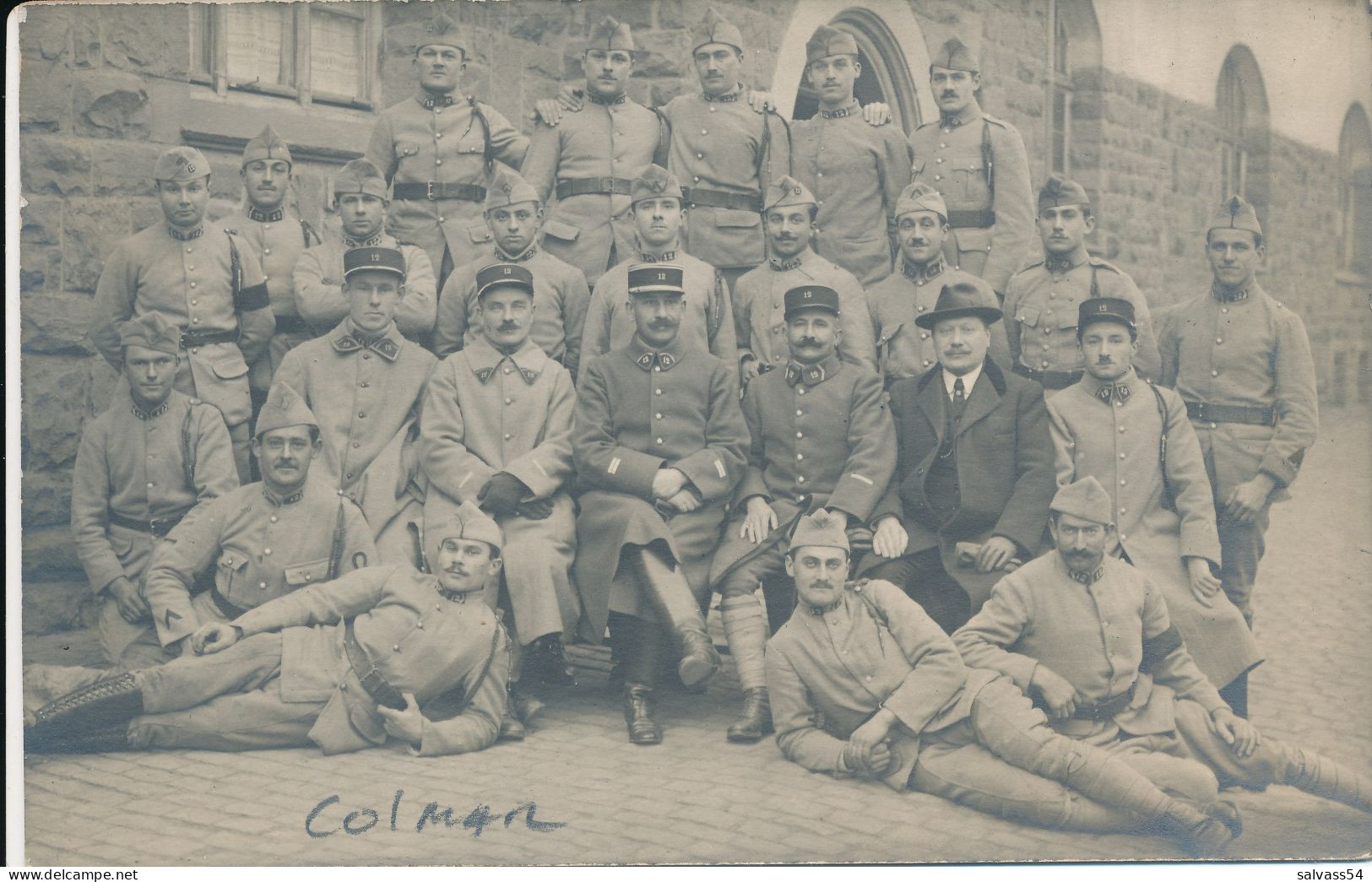 68) Carte-Photo - COLMAR - Groupe De Militaires Français - N°12 Sur Képi Et Col (27 Décembre 1921) - Colmar