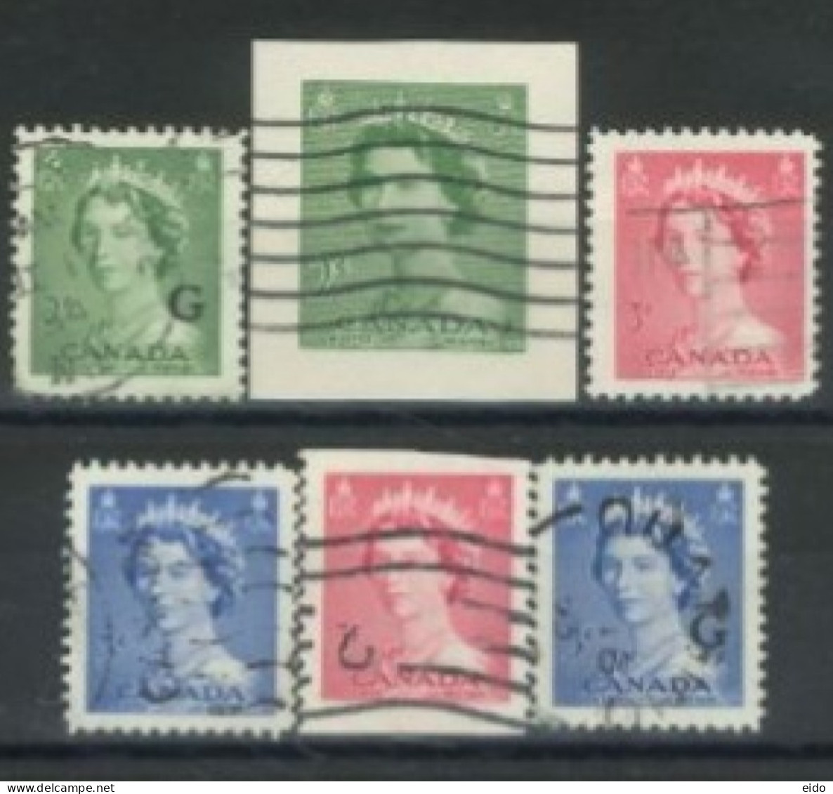 CANADA - 1953, QUEEN ELIZABETH II STAMPS SET OF 6, USED. - Used Stamps
