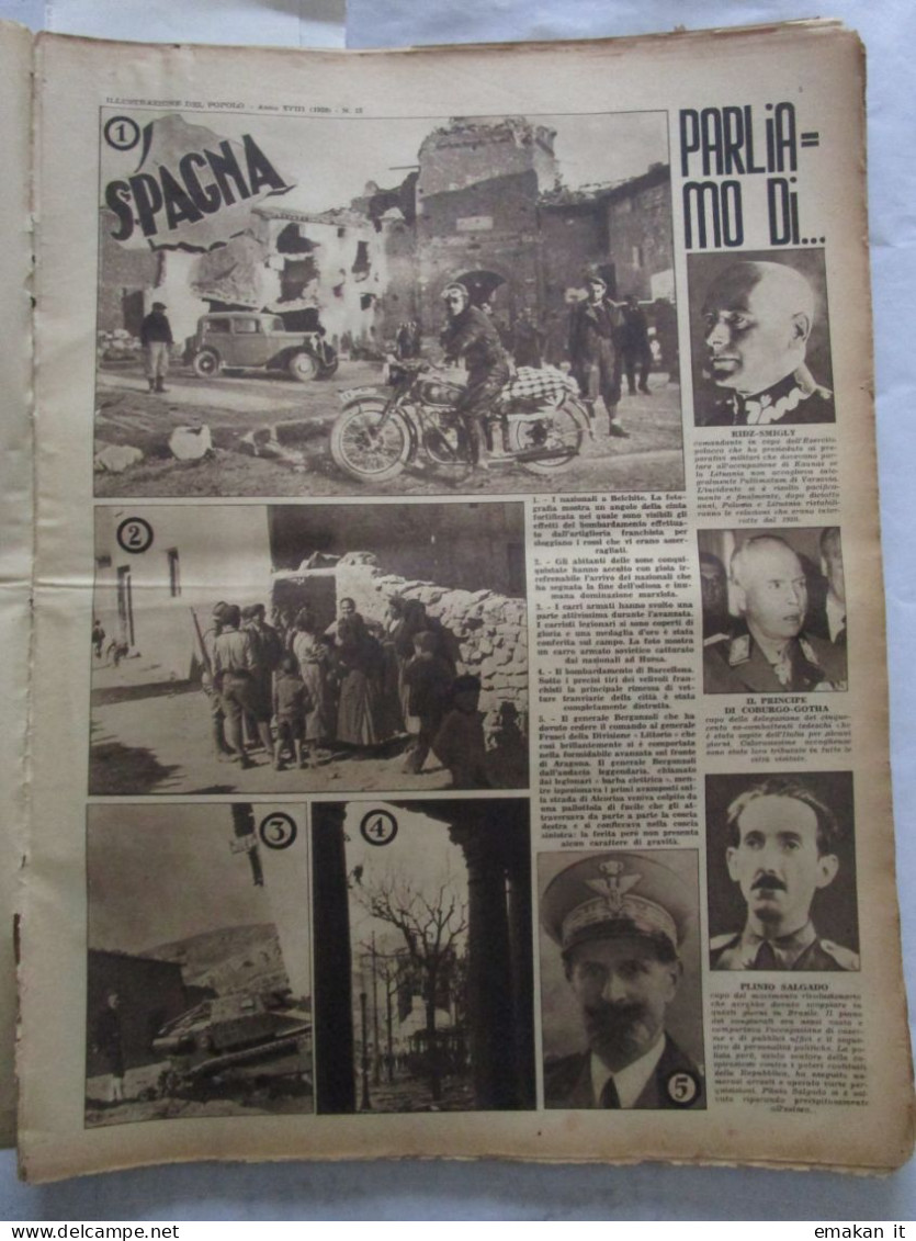 # ILLUSTRAZIONE DEL POPOLO N 13 /1938 GUERRA DI SPAGNA / LIGURIA  JUVE / - Prime Edizioni
