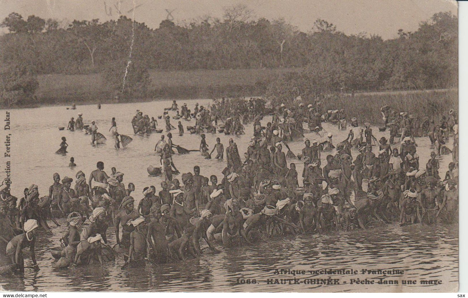 2419-123 FORTIER   Hte Guinée Pêche Dans Une Mare Coll Fortier Dakar N°1066  Dos Bl  Retrait Le 25-05 - Frans Guinee