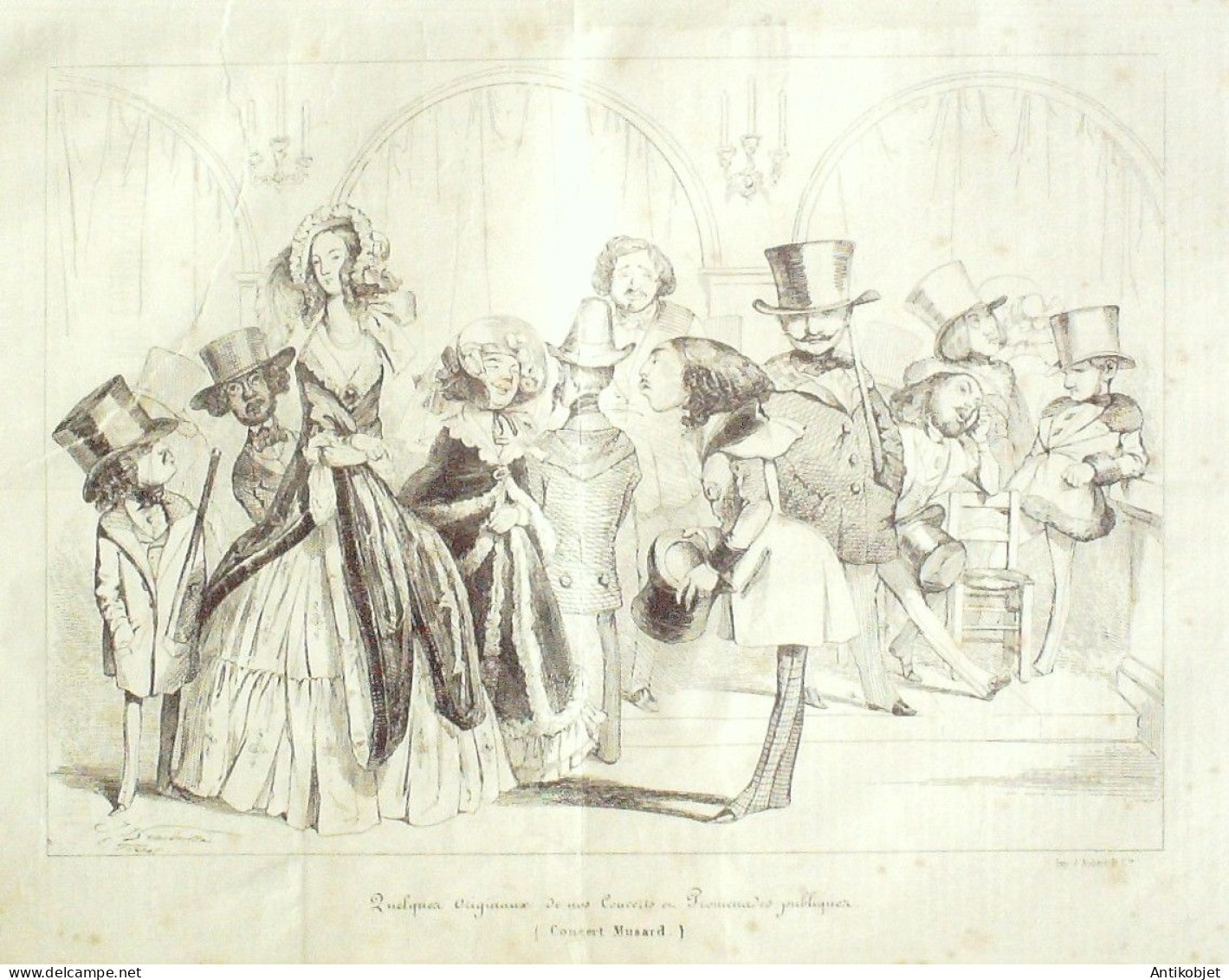 Litho Grandville Jean-Jacques Concert Musard 1838 - Estampes & Gravures