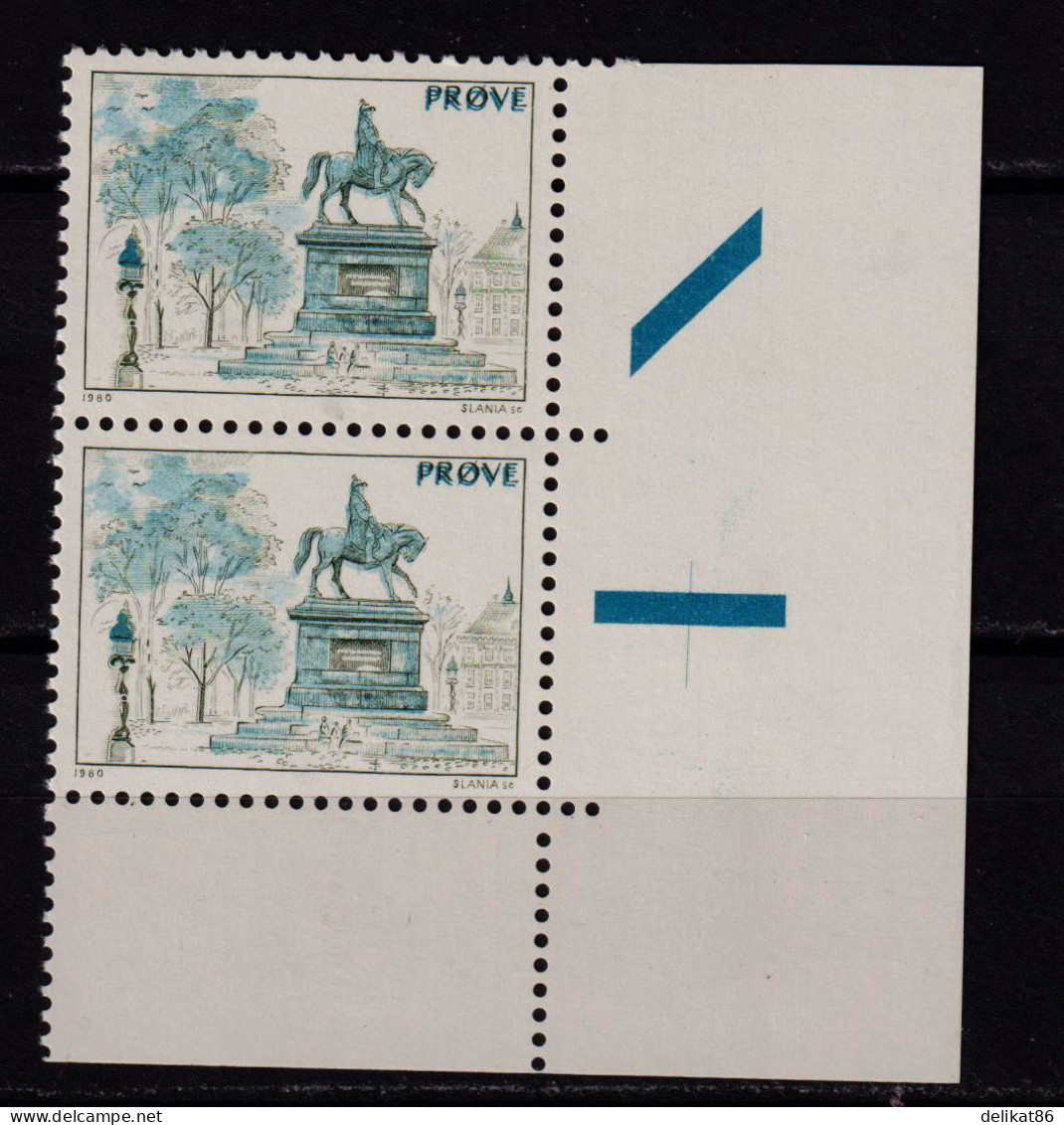 Test Stamp, Specimen, Prove, Probedruck, Reiterstandbild, Slania 1980 - 1985 Doppelmarke Unterere Rand - Probe- Und Nachdrucke
