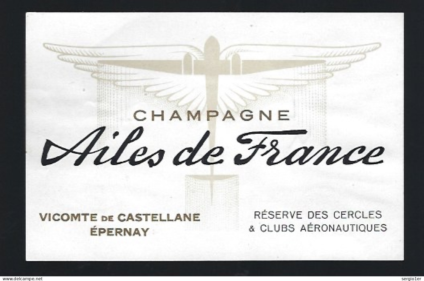 Etiquette Champagne  Ailes De France  Cercles & Club Aéronautiques Vicomte De Castellane Epernay  Marne 51 Thème Sport - Champagner