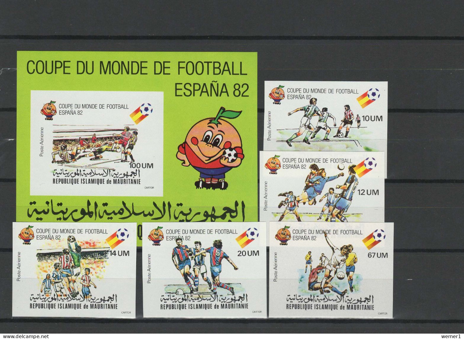 Mauritania 1980 Football Soccer World Cup Set Of 5 + S/s Imperf. MNH -scarce- - 1982 – Espagne