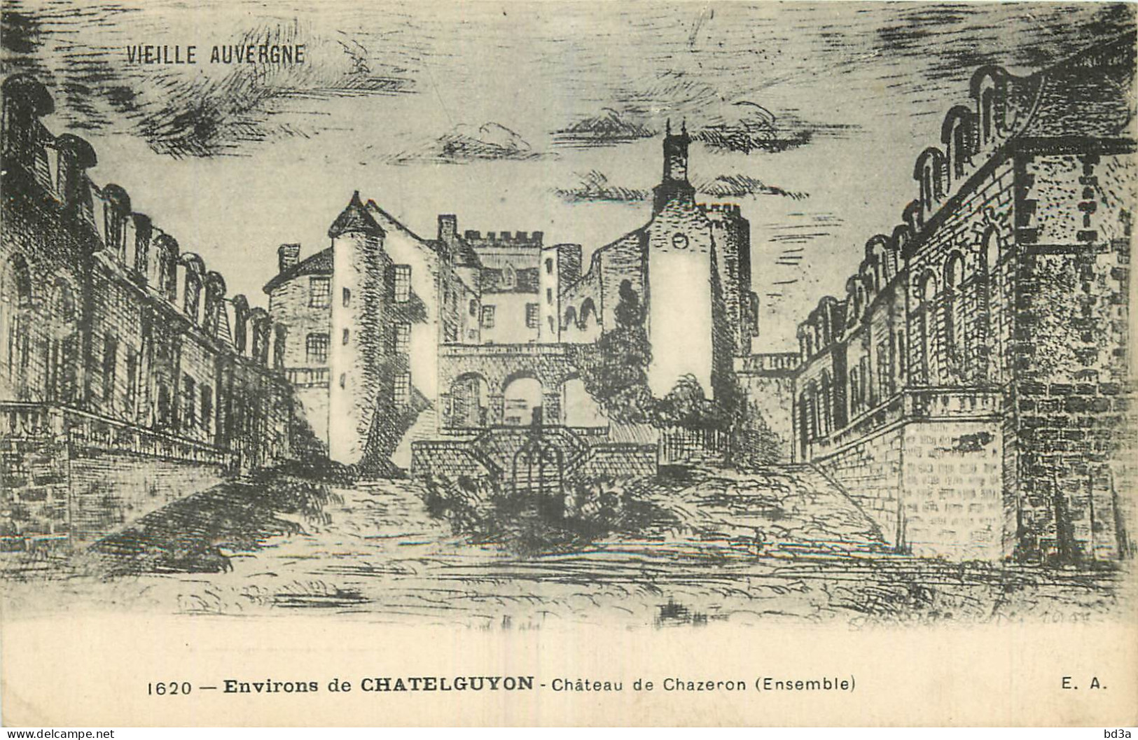 63 - ENVIRONS DE CHATELGUYON - CHATEAU DE CHAZERON  - LITHO  - Châtel-Guyon