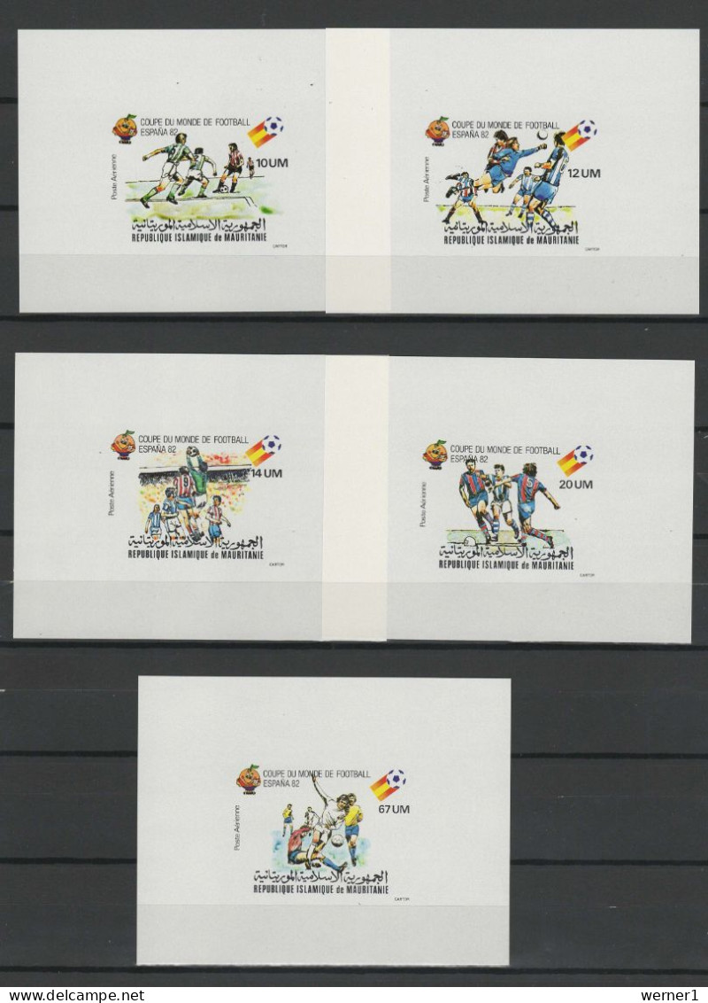 Mauritania 1980 Football Soccer World Cup Set Of 5 S/s Imperf. MNH -scarce- - 1982 – Spain