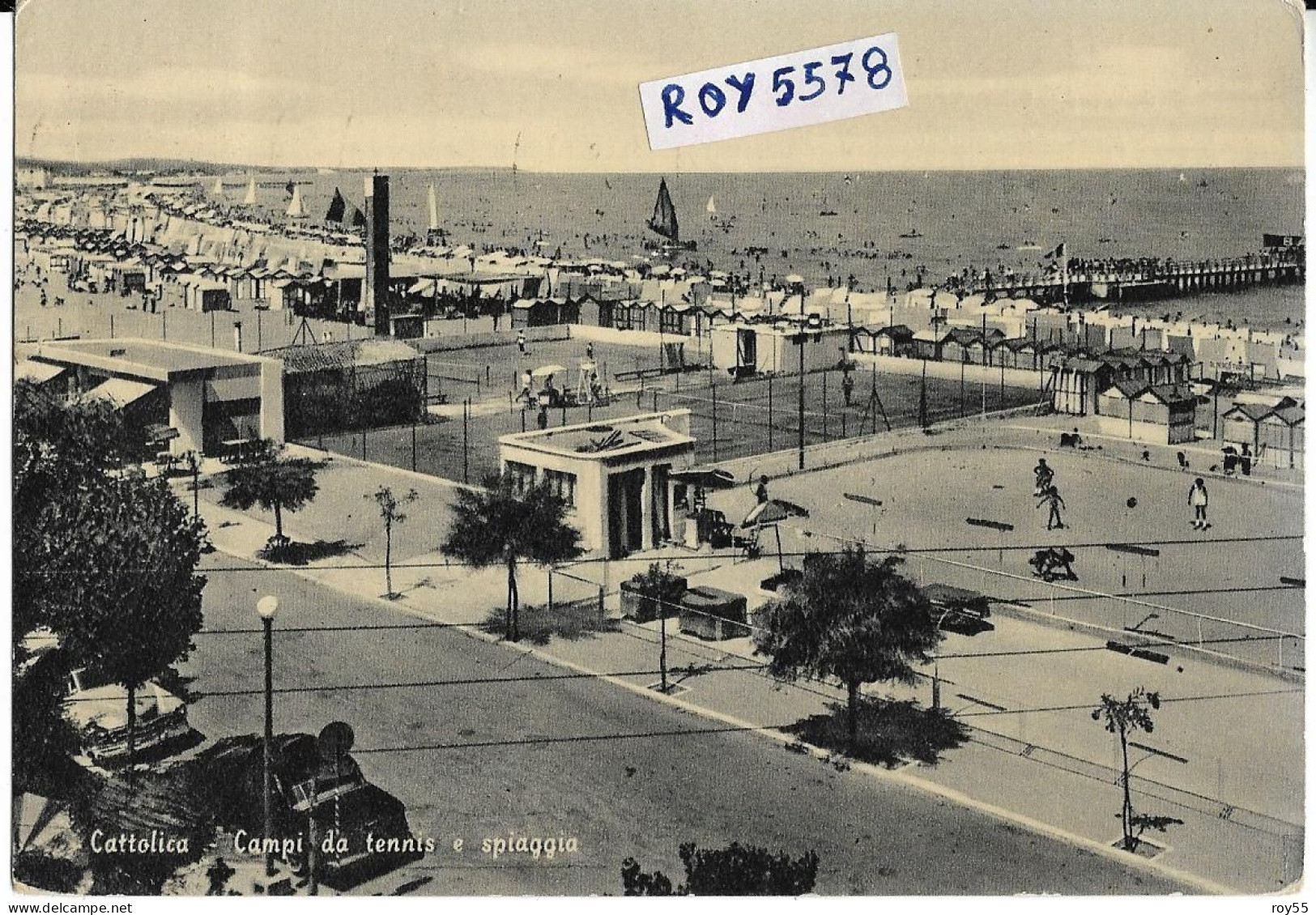 Emilia Romagna-rimini-cattolica Campi Da Tennis E Spiaggia Differente Particolare Veduta Anni 50 - Andere & Zonder Classificatie