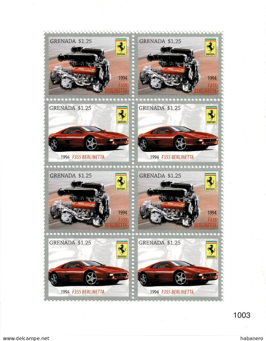 GRENADA 2010 Mi 6217-6218 FERRARI F355 BERLINETTA MINT MINIATURE SHEET ** - Grenade (1974-...)