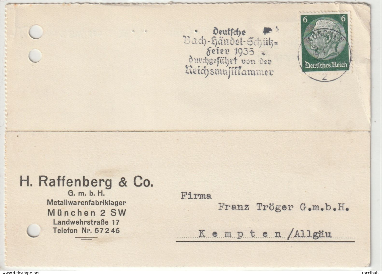 Deutsches Reich, München Nach Kempten 1935 - Private Postwaardestukken