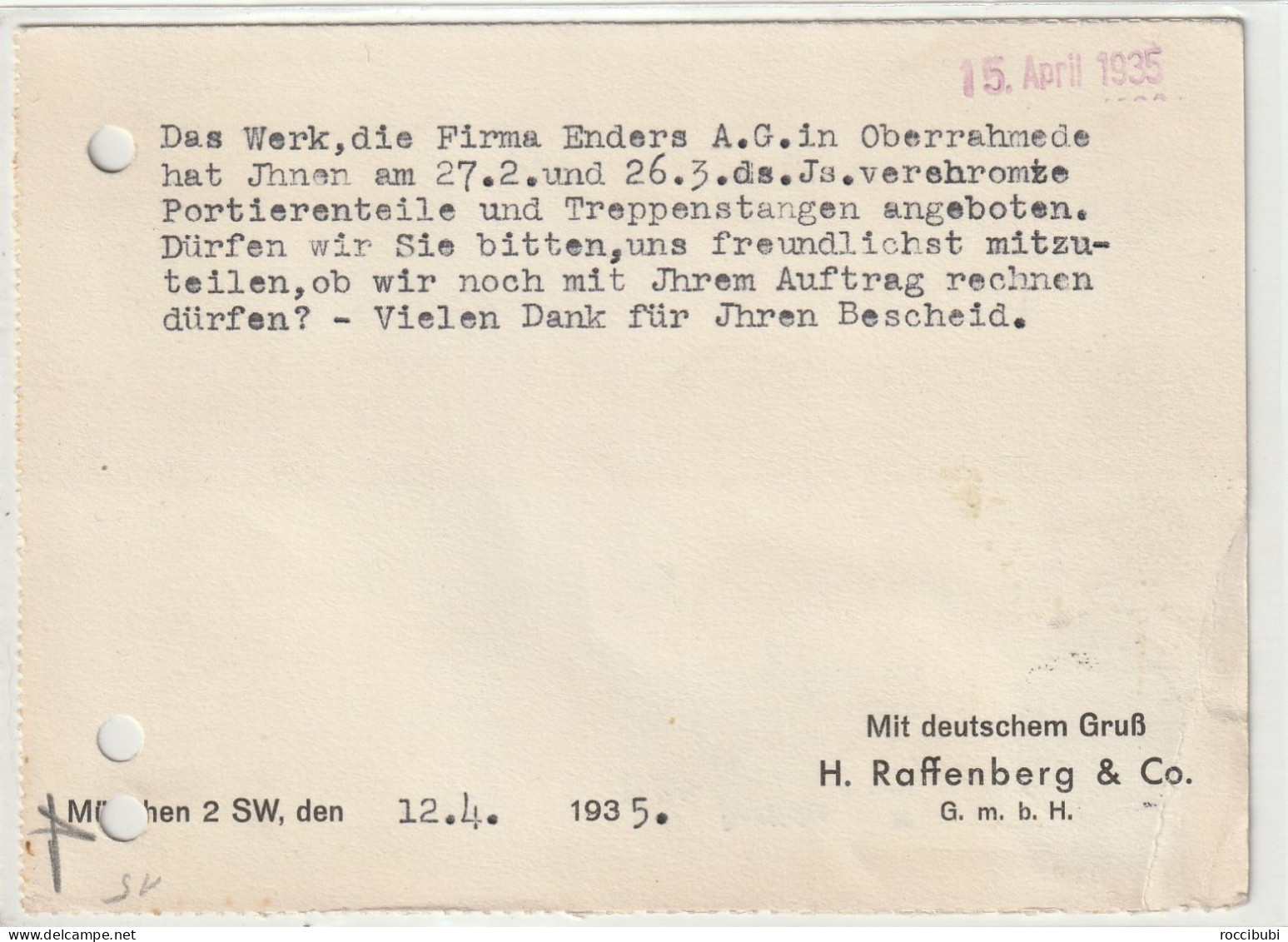 Deutsches Reich, München Nach Kempten 1935 - Private Postal Stationery