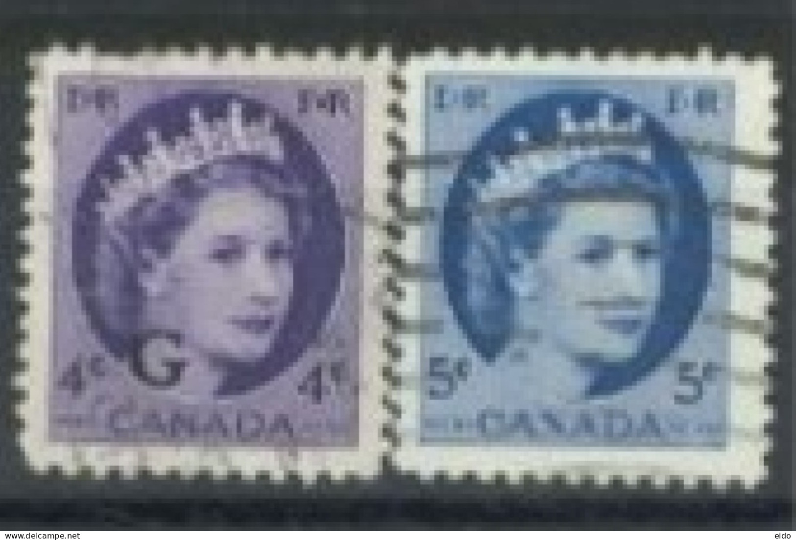 CANADA - 1954, QUEEN ELIZABETH II STAMPS SET OF 2, USED. - Usati