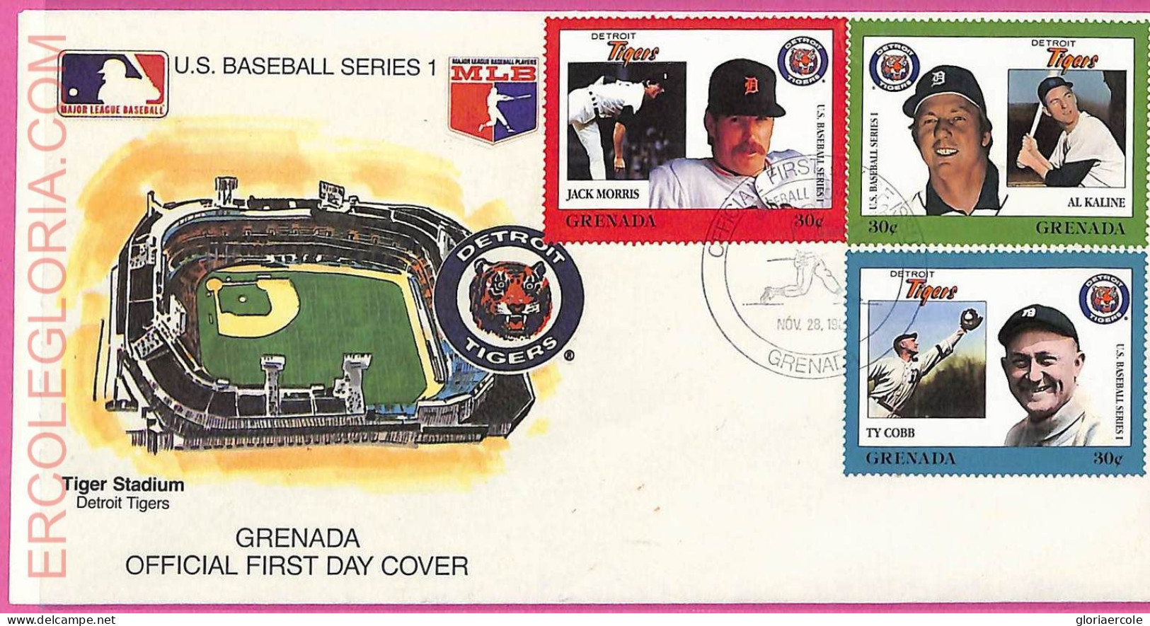 Ag1572 - GRENADA - Postal History - FDC COVER - 1988 BASEBALL - Honkbal
